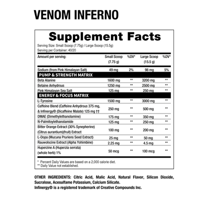 Pre Entreno Venom Inferno 40 Serv - Dragon Pharma