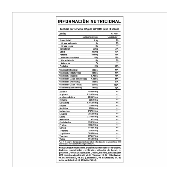 Supreme Mass 12 lb - Supreme Nutrition - Image 3